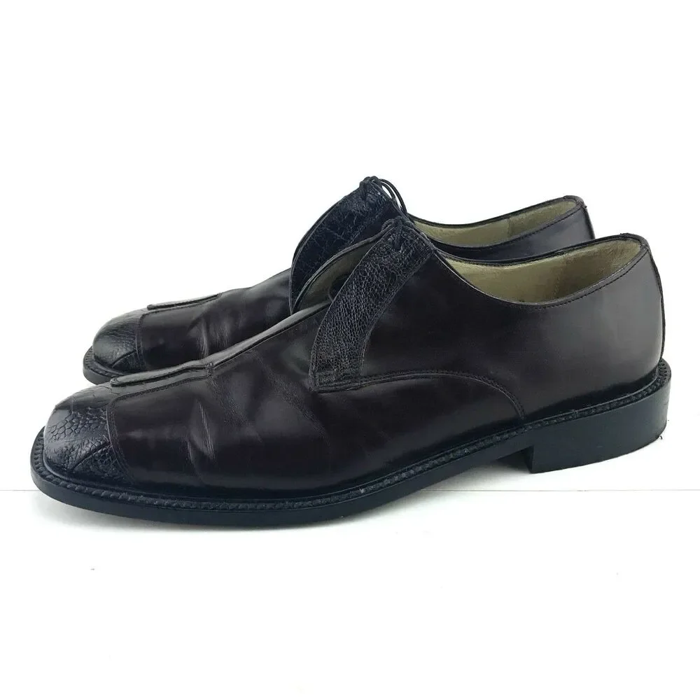 Belvedere Calf & Ostrich Oxford Mens Size‎ 10.5 M Brown Mahogany Split Toe